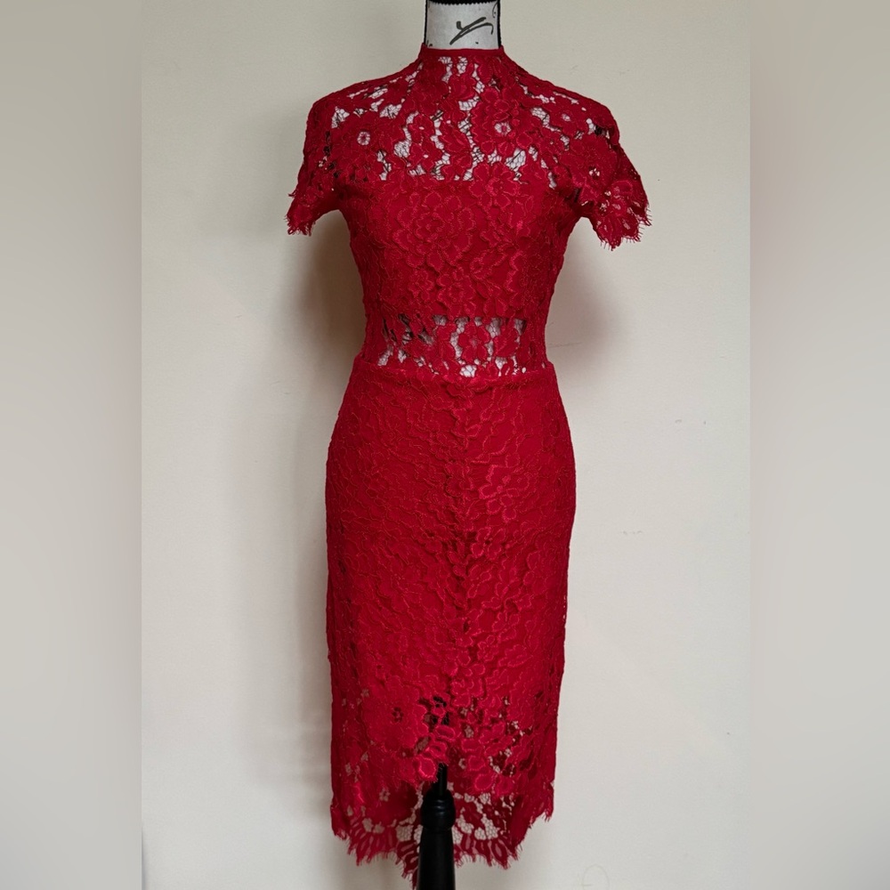 Alexis Red Lace Midi Dress